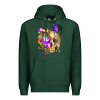 Sports Green mardi gras skull Premium Hoodie - FaDigitalArtStudio