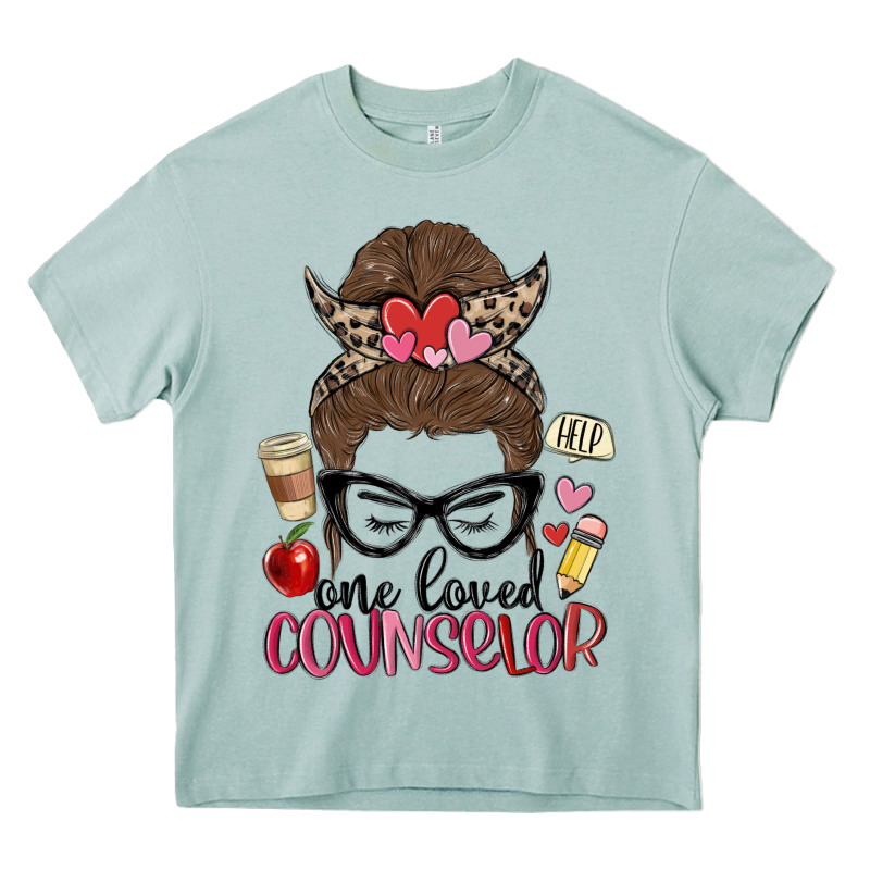 Messy Bun One Loved Counselor Heavy Core Tee by MaliasSmallBusiness | Teevron