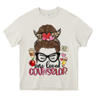 Cream messy bun one loved counselor Heavy Core Tee - MaliasSmallBusiness