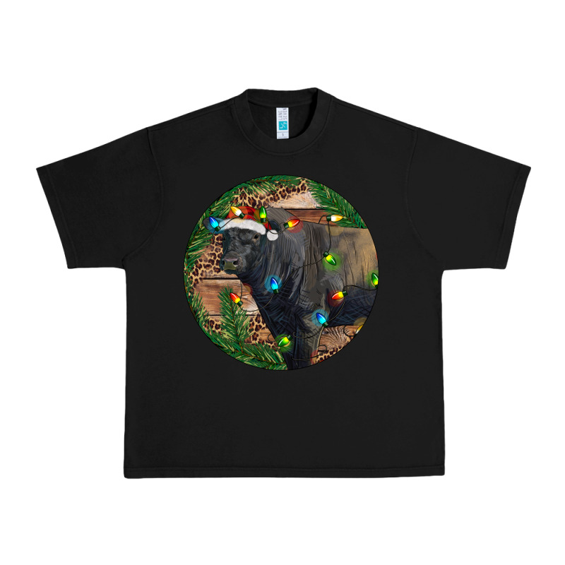 Black Angus Bull With Christmas Lights Urban Heavy Tee by RanaPortraitStore | Teevron