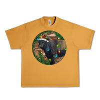 Peanut Butter Black Angus Bull with Christmas Lights Urban Heavy Tee - RanaPortraitStore