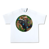 White Black Angus Bull with Christmas Lights Urban Heavy Tee - RanaPortraitStore