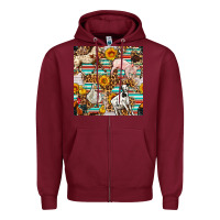 Burgundy Western Leopard Farm Animals Seamless Pattern Zipper Hoodie - FaDigitalArtStudio