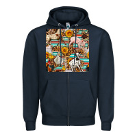 Navy Western Leopard Farm Animals Seamless Pattern Zipper Hoodie - FaDigitalArtStudio