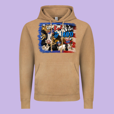 Red White Moo Heifers Vintage Hoodie Designed By Ranaportraitstore