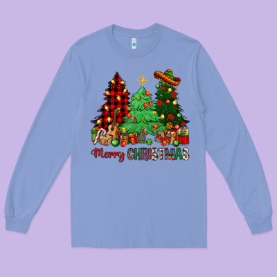 Merry Christmas Trees Long Sleeve Tee Designed By Nancycooperartshop