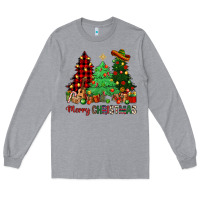 Heather Grey merry christmas trees Long Sleeve Tee - NancyCooperArtShop