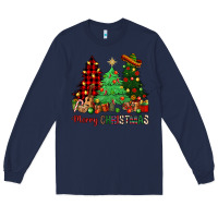 Navy merry christmas trees Long Sleeve Tee - NancyCooperArtShop