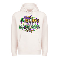 Pale Pink Beads and bling it's' a Mardi Gras thing Premium Hoodie - FaDigitalArtStudio