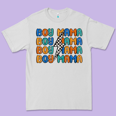 Boy Mama Lightning Bolt Premium Tee Designed By Maliassmallbusiness