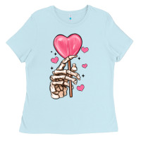 Baby Blue skeleton hand with sugar valentines day Ladies Tee - MaliasSmallBusiness