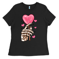 Black skeleton hand with sugar valentines day Ladies Tee - MaliasSmallBusiness