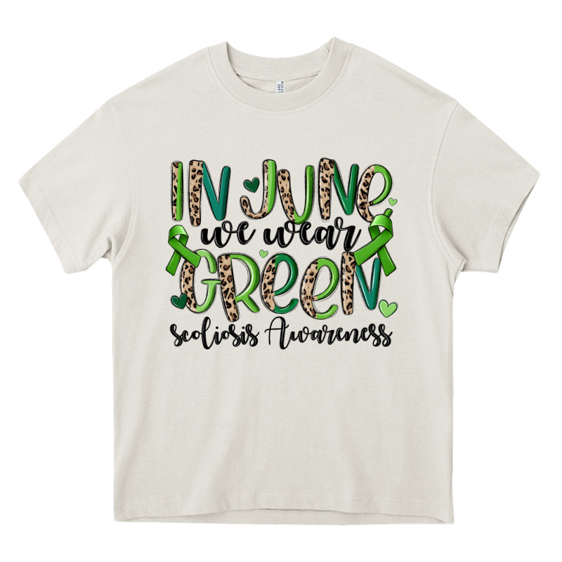 In June We Wear Green Scoliosis Awareness Heavy Core Tee by MaliasSmallBusiness | Teevron