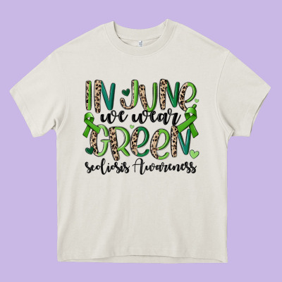 In June We Wear Green Scoliosis Awareness Heavy Core Tee Designed By Maliassmallbusiness