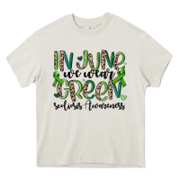 Cream in june we wear green scoliosis awareness Heavy Core Tee - MaliasSmallBusiness