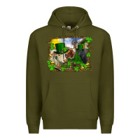 Army Green St patrick's day cows Premium Hoodie - RanaPortraitStore