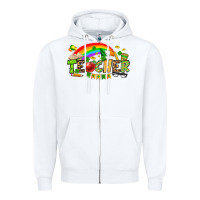 White St. Patrick's Day Teacher Zipper Hoodie - OliviaCreatesArt