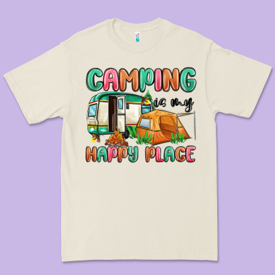 Camping Is My Happy Place Premium Tee Designed By Maliassmallbusiness