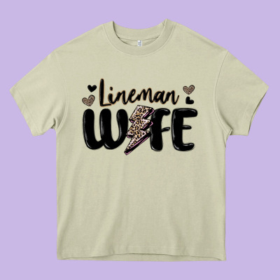 Lineman Wife Heavy Core Tee Designed By Maliassmallbusiness
