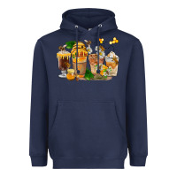 Navy Honey Bee Coffee Cups Heavyweight Hoodie - FaDigitalArtStudio