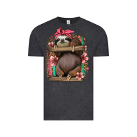 Vintage Black cute floral baby sloth Vintage Tee - Jasminsmagicworld