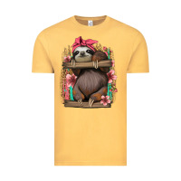 Vintage Mustard cute floral baby sloth Vintage Tee - Jasminsmagicworld