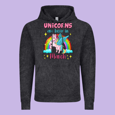 Unicorns Are Born In March Vintage Hoodie Designed By Jasminsmagicworld