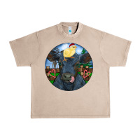 French Oak Black Angus Cattle with Santa Chick Christmas Urban Heavy Tee - RanaPortraitStore