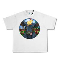 Lunar Rock Black Angus Cattle with Santa Chick Christmas Urban Heavy Tee - RanaPortraitStore