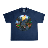Navy Black Angus Cattle with Santa Chick Christmas Urban Heavy Tee - RanaPortraitStore