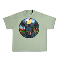 Oil Green Black Angus Cattle with Santa Chick Christmas Urban Heavy Tee - RanaPortraitStore