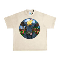 Black Angus Cattle With Santa Chick Christmas Urban Heavy Tee | Teevron