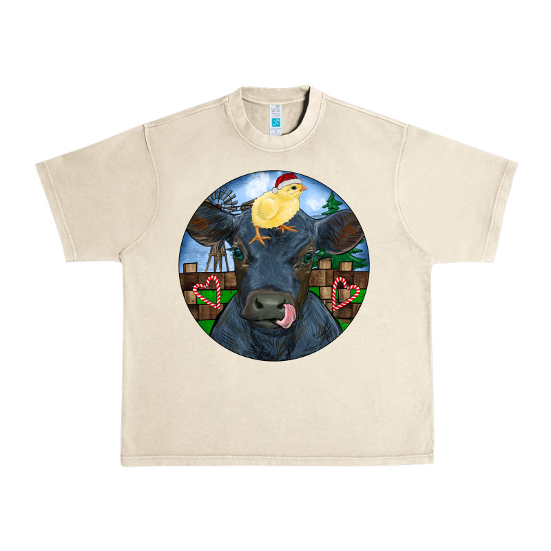 Black Angus Cattle With Santa Chick Christmas Urban Heavy Tee by RanaPortraitStore | Teevron