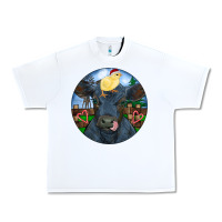 White Black Angus Cattle with Santa Chick Christmas Urban Heavy Tee - RanaPortraitStore