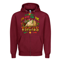 Burgundy I'm here for the tacos Zipper Hoodie - FaDigitalArtStudio