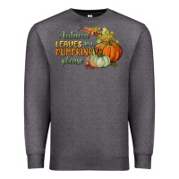 Charcoal Heather autumn leaves and pumpkins please Premium Sweatshirt - BundleAndBundleShop