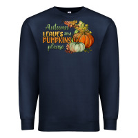 Navy autumn leaves and pumpkins please Premium Sweatshirt - BundleAndBundleShop