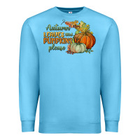 Ocean Blue autumn leaves and pumpkins please Premium Sweatshirt - BundleAndBundleShop