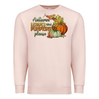 Pale Pink autumn leaves and pumpkins please Premium Sweatshirt - BundleAndBundleShop