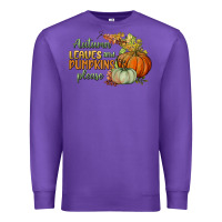 Purple autumn leaves and pumpkins please Premium Sweatshirt - BundleAndBundleShop