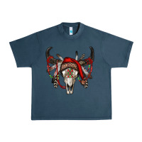 Midnight Navy Western Christmas Bull Skull Urban Heavy Tee - RanaPortraitStore