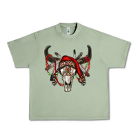 Oil Green Western Christmas Bull Skull Urban Heavy Tee - RanaPortraitStore