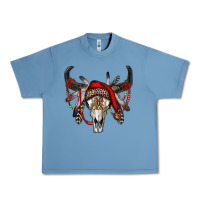 Pebble Blue Western Christmas Bull Skull Urban Heavy Tee - RanaPortraitStore