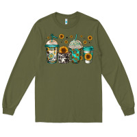 Army Green sunflowers coffee cups Long Sleeve Tee - Jasminsmagicworld