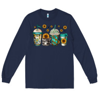 Navy sunflowers coffee cups Long Sleeve Tee - Jasminsmagicworld