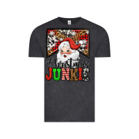 Vintage Black Christmas junkie Santa Claus Vintage Tee - Jasminsmagicworld