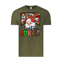 Vintage Olive Christmas junkie Santa Claus Vintage Tee - Jasminsmagicworld
