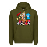 Army Green Soccer Cold Drink Frappe Premium Hoodie - FaDigitalArtStudio