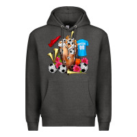 Charcoal Heather Soccer Cold Drink Frappe Premium Hoodie - FaDigitalArtStudio