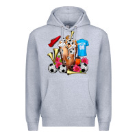 Heather Grey Soccer Cold Drink Frappe Premium Hoodie - FaDigitalArtStudio